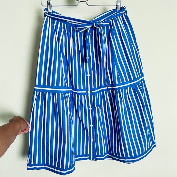 J CREW Button Front Striped Midi Skirt 10 - Picture 3 of 8